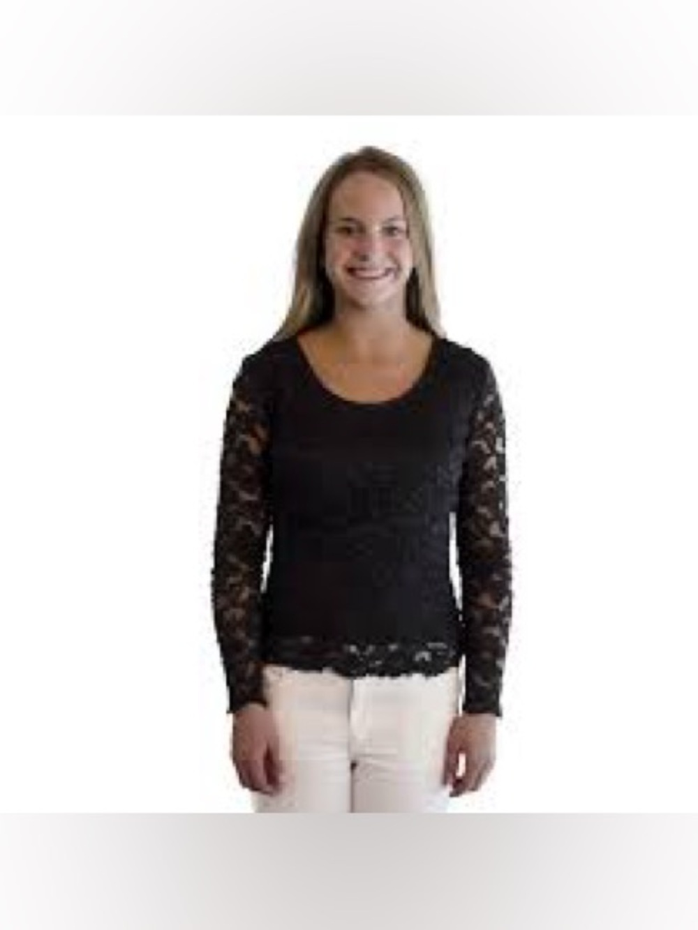 I.N.C. International concepts black lace floral top